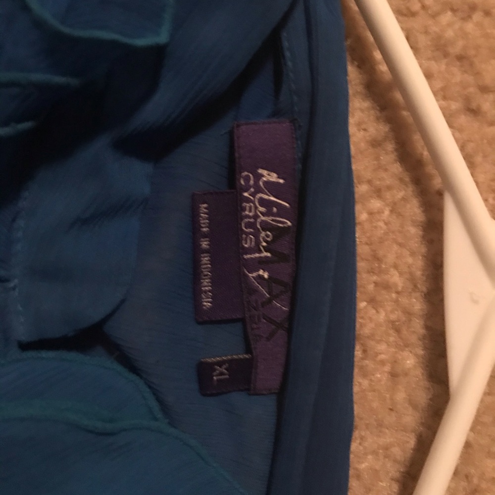 Blue Ruffle Button Up Top - Picture 4 of 5